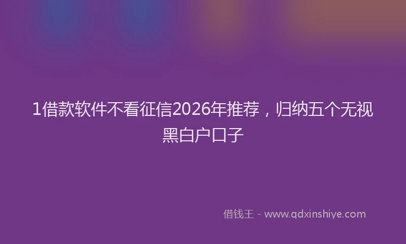 1借款软件不看征信2026年推荐,归纳五个无视黑白户口子