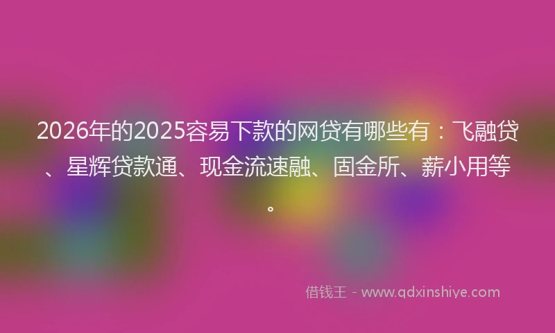 2026年的2025容易下款的网贷有哪些有：飞融贷、星辉贷款通、现金流速融、固金所、薪小用等。