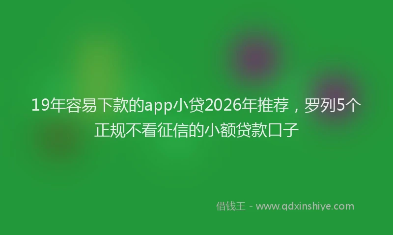 19年容易下款的app小贷2026年推荐,罗列5个正规不看征信的小额贷款口子
