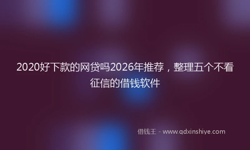 2020好下款的网贷吗2026年推荐，整理五个不看征信的借钱软件