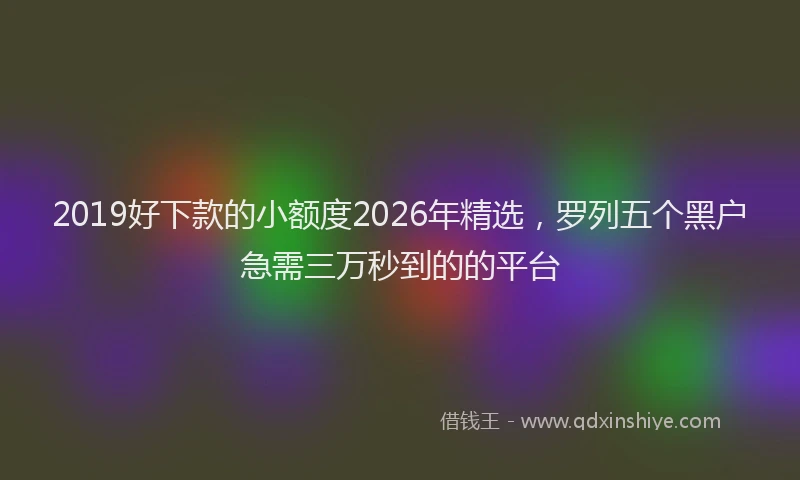 2019好下款的小额度2026年精选,罗列五个黑户急需三万秒到的的平台