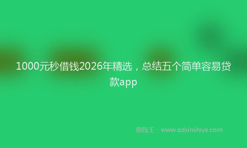 1000元秒借钱2026年精选，总结五个简单容易贷款app