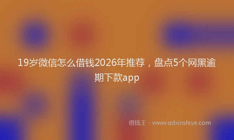 19岁微信怎么借钱2026年推荐，盘点5个网黑逾期下款app