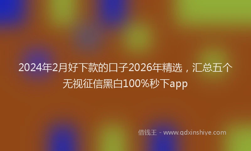 2024年2月好下款的口子2026年精选，汇总五个无视征信黑白100%秒下app