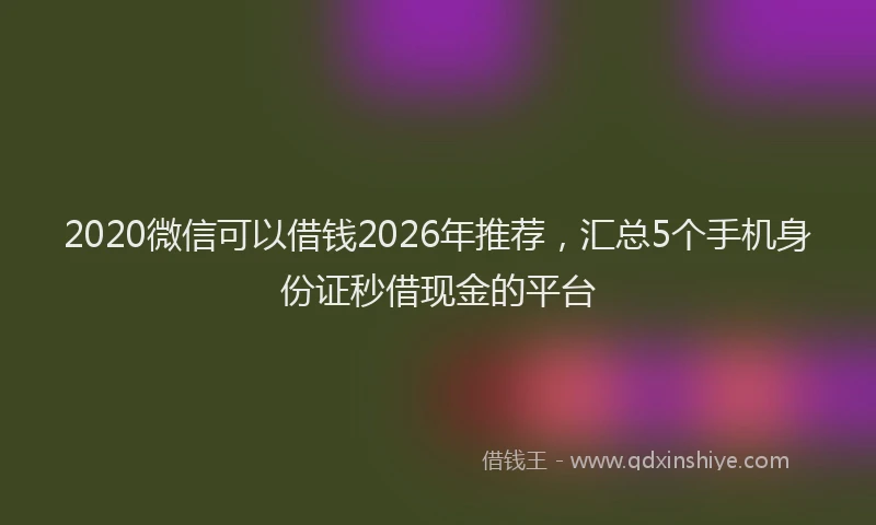 2020微信可以借钱2026年推荐，汇总5个手机身份证秒借现金的平台