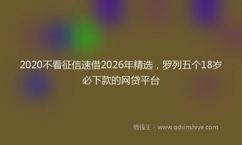 2020不看征信速借2026年精选，罗列五个18岁必下款的网贷平台