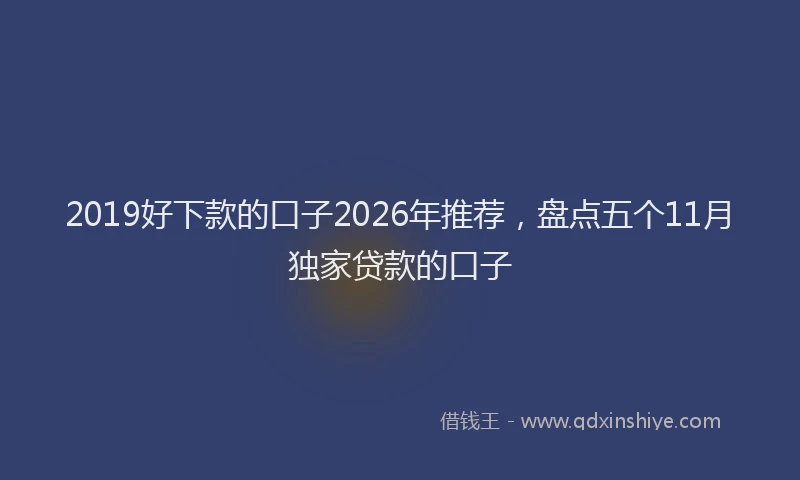 2019好下款的口子2026年推荐,盘点五个11月独家贷款的口子