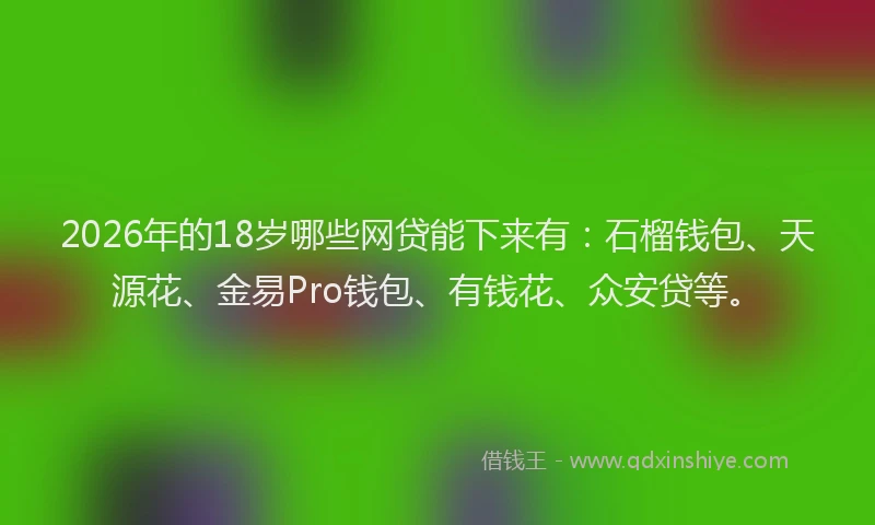 2026年的18岁哪些网贷能下来有：石榴钱包、天源花、金易Pro钱包、有钱花、众安贷等。