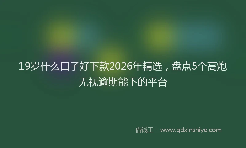 19岁什么口子好下款2026年精选，盘点5个高炮无视逾期能下的平台