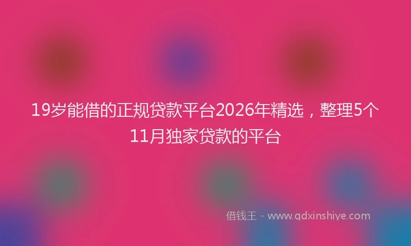 19岁能借的正规贷款平台2026年精选,整理5个11月独家贷款的平台