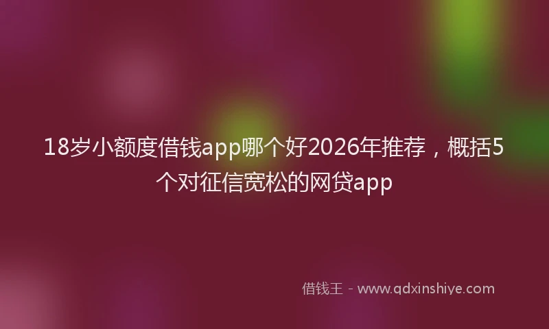 18岁小额度借钱app哪个好2026年推荐，概括5个对征信宽松的网贷app