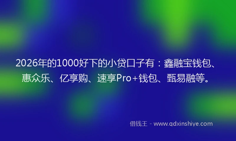 2026年的1000好下的小贷口子有:鑫融宝钱包、惠众乐、亿享购、速享Pro+钱包、甄易融等。