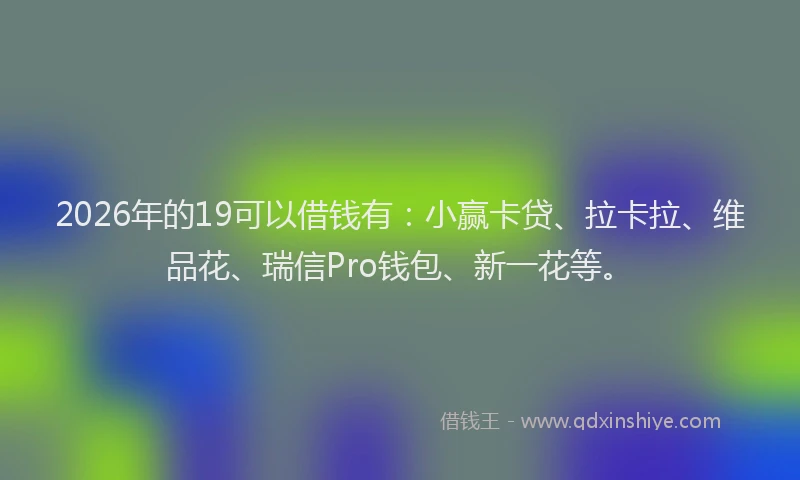 2026年的19可以借钱有：小赢卡贷、拉卡拉、维品花、瑞信Pro钱包、新一花等。