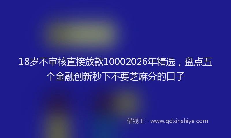 18岁不审核直接放款10002026年精选，盘点五个金融创新秒下不要芝麻分的口子