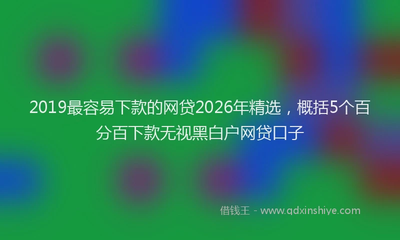 2019最容易下款的网贷2026年精选，概括5个百分百下款无视黑白户网贷口子