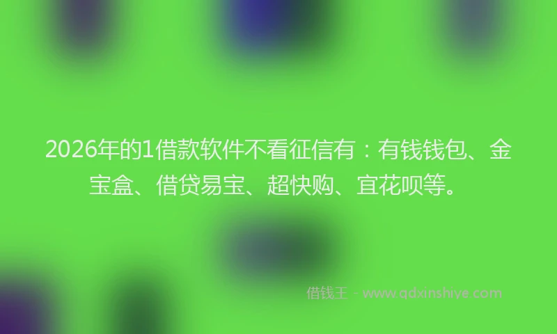 2026年的1借款软件不看征信有:有钱钱包、金宝盒、借贷易宝、超快购、宜花呗等。