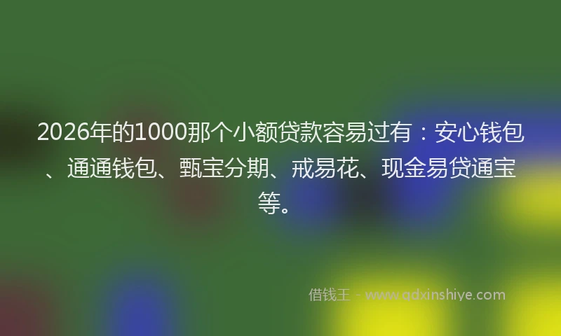 2026年的1000那个小额贷款容易过有：安心钱包、通通钱包、甄宝分期、戒易花、现金易贷通宝等。