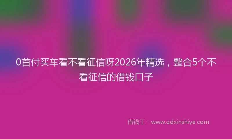 0首付买车看不看征信呀2026年精选,整合5个不看征信的借钱口子