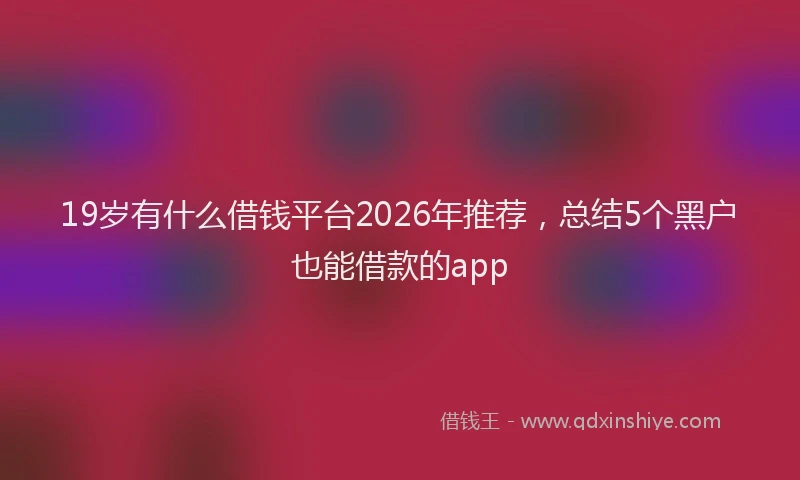 19岁有什么借钱平台2026年推荐，总结5个黑户也能借款的app