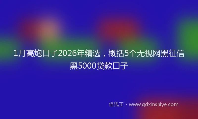1月高炮口子2026年精选，概括5个无视网黑征信黑5000贷款口子