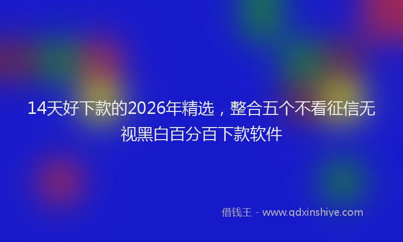 14天好下款的2026年精选,整合五个不看征信无视黑白百分百下款软件
