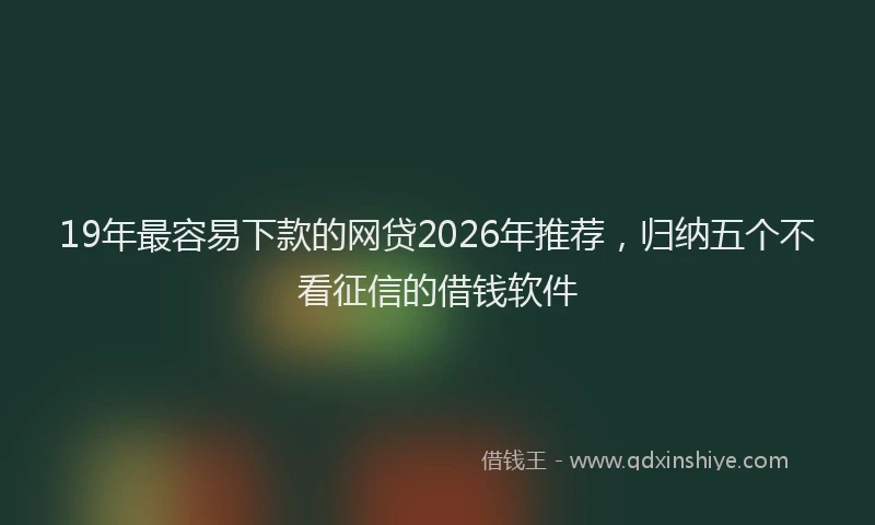 19年最容易下款的网贷2026年推荐，归纳五个不看征信的借钱软件