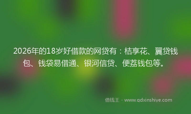 2026年的18岁好借款的网贷有:桔享花、翼贷钱包、钱袋易借通、银河信贷、便荔钱包等。