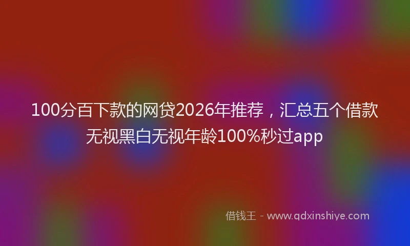 100分百下款的网贷2026年推荐，汇总五个借款无视黑白无视年龄100%秒过app