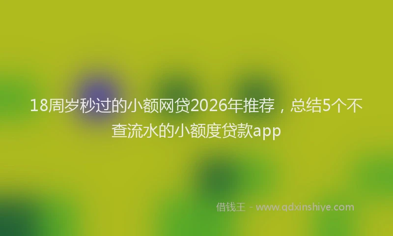 18周岁秒过的小额网贷2026年推荐，总结5个不查流水的小额度贷款app