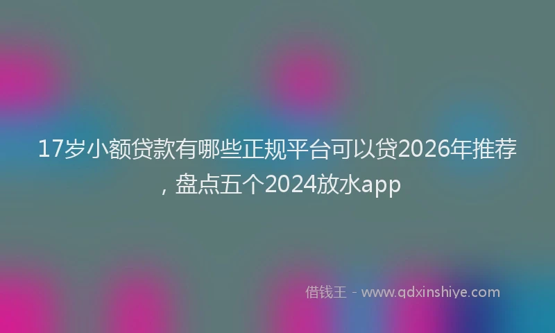 17岁小额贷款有哪些正规平台可以贷2026年推荐，盘点五个2024放水app