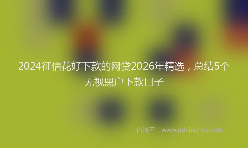 2024征信花好下款的网贷2026年精选,总结5个无视黑户下款口子