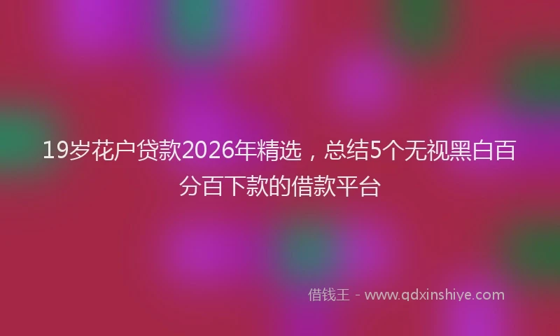 19岁花户贷款2026年精选，总结5个无视黑白百分百下款的借款平台