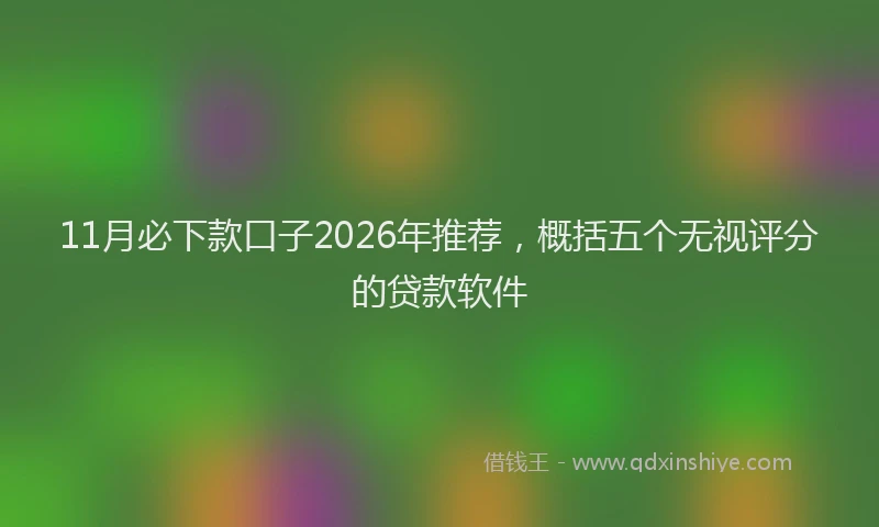 11月必下款口子2026年推荐，概括五个无视评分的贷款软件