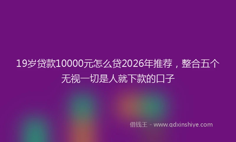 19岁贷款10000元怎么贷2026年推荐，整合五个无视一切是人就下款的口子