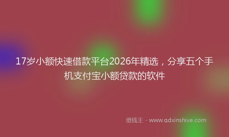 17岁小额快速借款平台2026年精选，分享五个手机支付宝小额贷款的软件