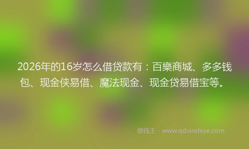 2026年的16岁怎么借贷款有：百樂商城、多多钱包、现金侠易借、魔法现金、现金贷易借宝等。