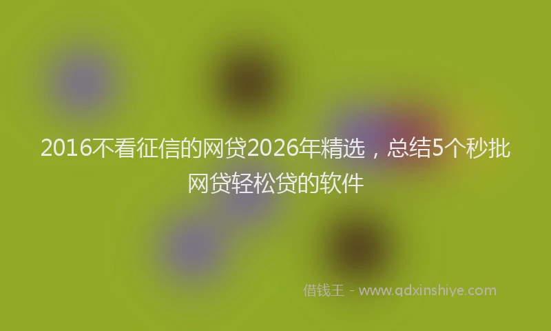 2016不看征信的网贷2026年精选，总结5个秒批网贷轻松贷的软件