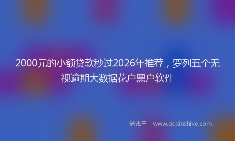 2000元的小额贷款秒过2026年推荐，罗列五个无视逾期大数据花户黑户软件