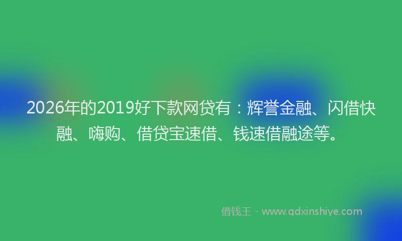 2026年的2019好下款网贷有:辉誉金融、闪借快融、嗨购、借贷宝速借、钱速借融途等。