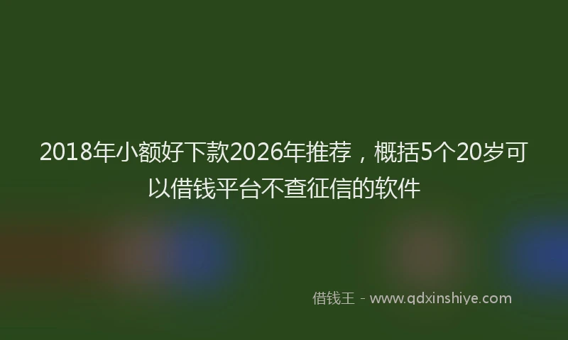 2018年小额好下款2026年推荐，概括5个20岁可以借钱平台不查征信的软件
