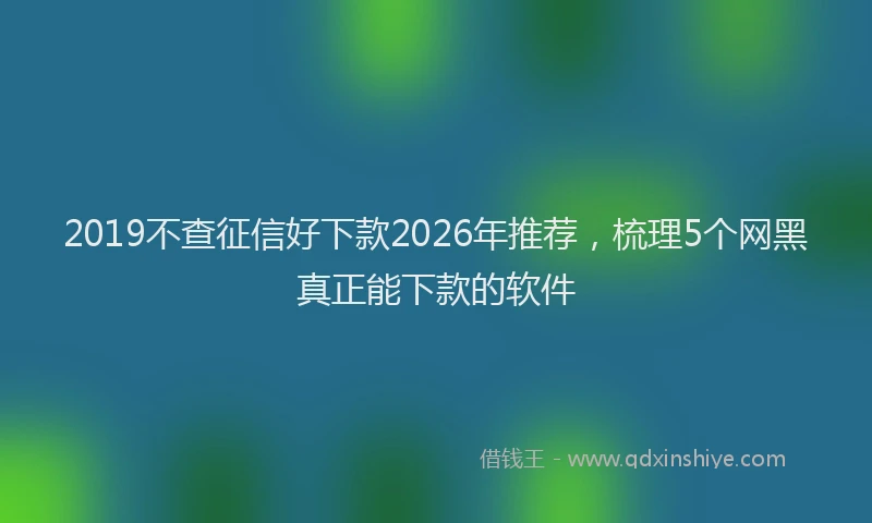 2019不查征信好下款2026年推荐，梳理5个网黑真正能下款的软件