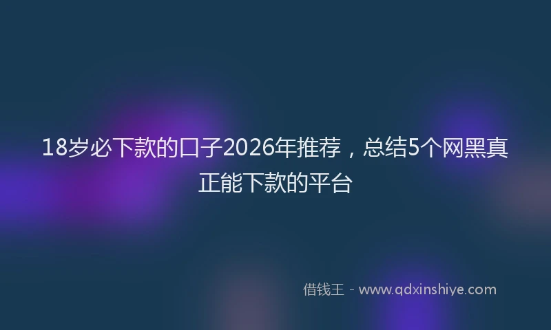 18岁必下款的口子2026年推荐，总结5个网黑真正能下款的平台