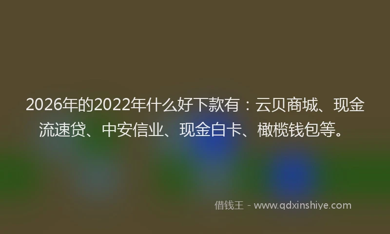 2026年的2022年什么好下款有：云贝商城、现金流速贷、中安信业、现金白卡、橄榄钱包等。