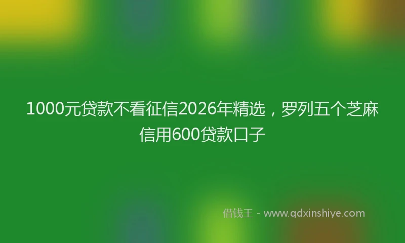 1000元贷款不看征信2026年精选，罗列五个芝麻信用600贷款口子