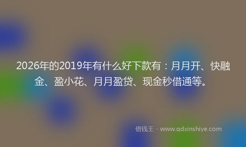 2026年的2019年有什么好下款有：月月开、快融金、盈小花、月月盈贷、现金秒借通等。