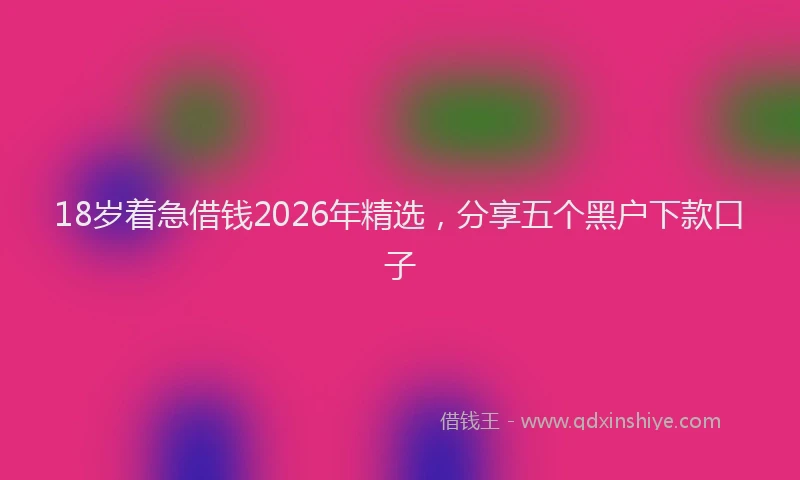 18岁着急借钱2026年精选，分享五个黑户下款口子