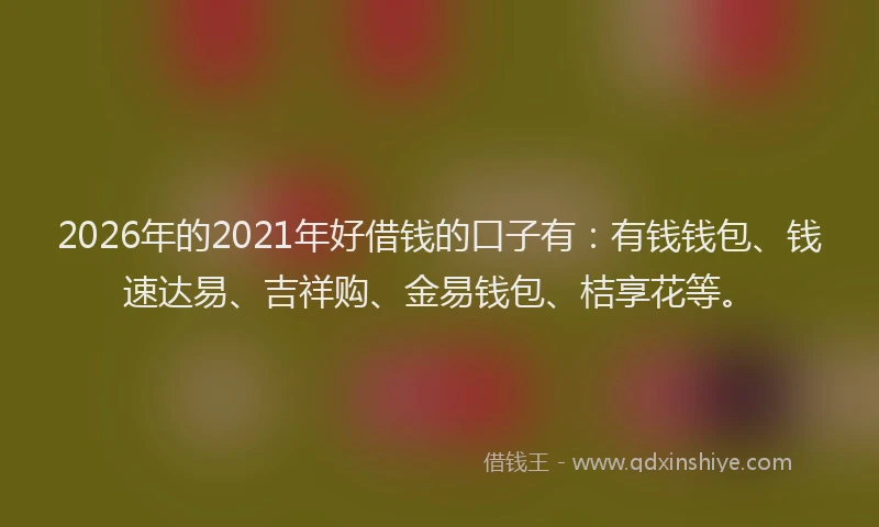 2026年的2021年好借钱的口子有：有钱钱包、钱速达易、吉祥购、金易钱包、桔享花等。