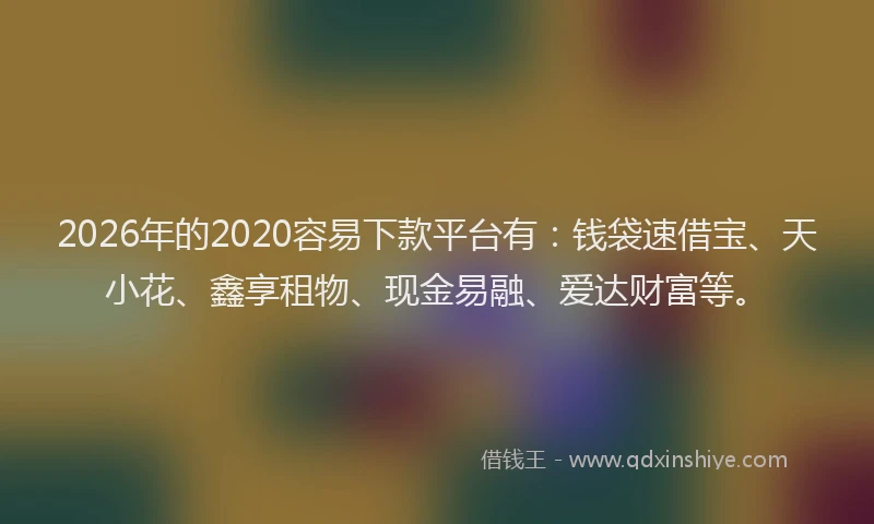 2026年的2020容易下款平台有:钱袋速借宝、天小花、鑫享租物、现金易融、爱达财富等。