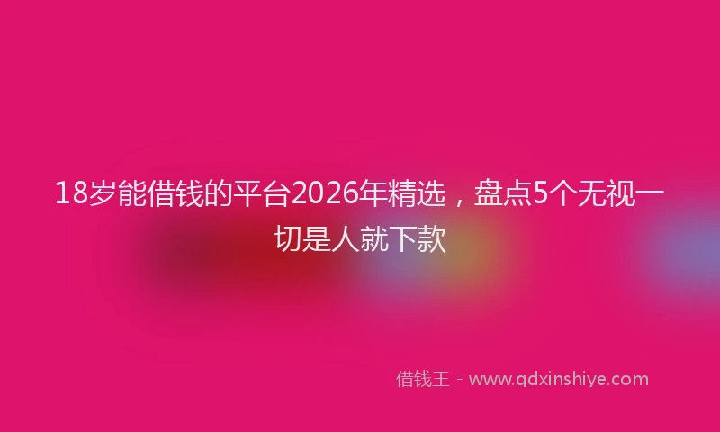 18岁能借钱的平台2026年精选,盘点5个无视一切是人就下款