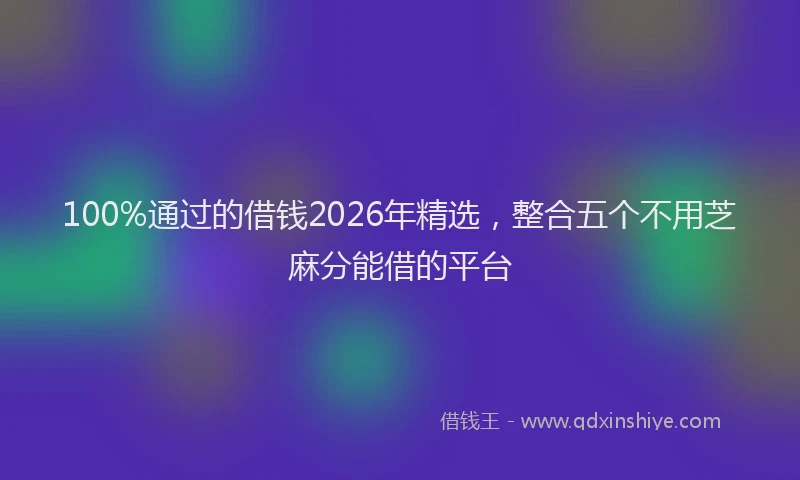100%通过的借钱2026年精选，整合五个不用芝麻分能借的平台